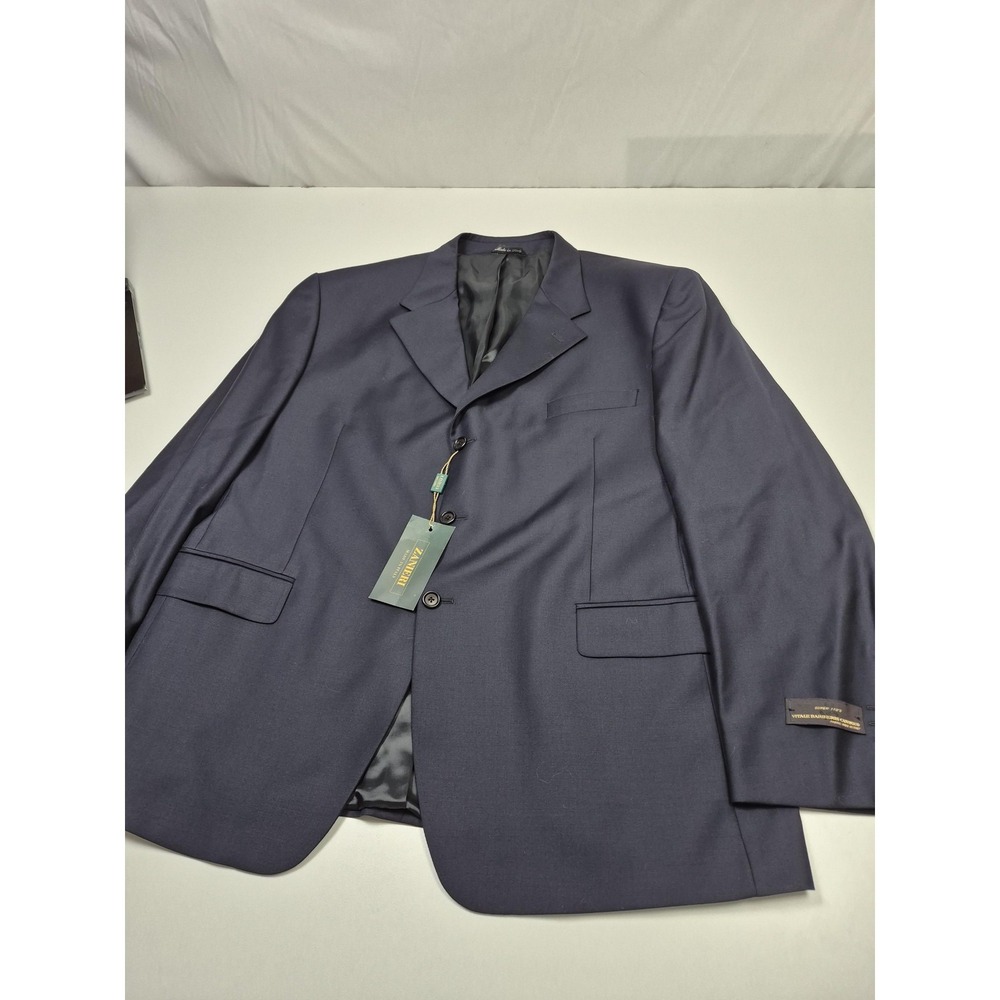 Zanieri Suit Jacket Mens 48 Blue Wool 2 Button Super 110s VBC Italy NWT